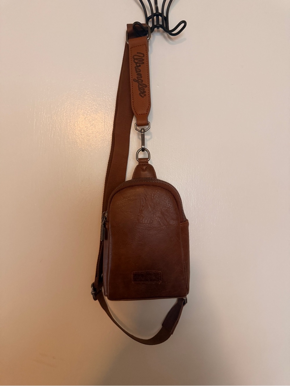 Wrangler Tan Leather Sling Belt Bag for Men